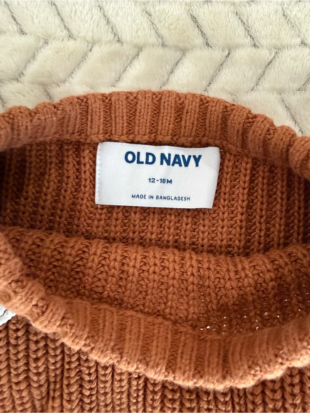 Old Navy Brown Knit Kids Sweater with White 'pumpkin' Script